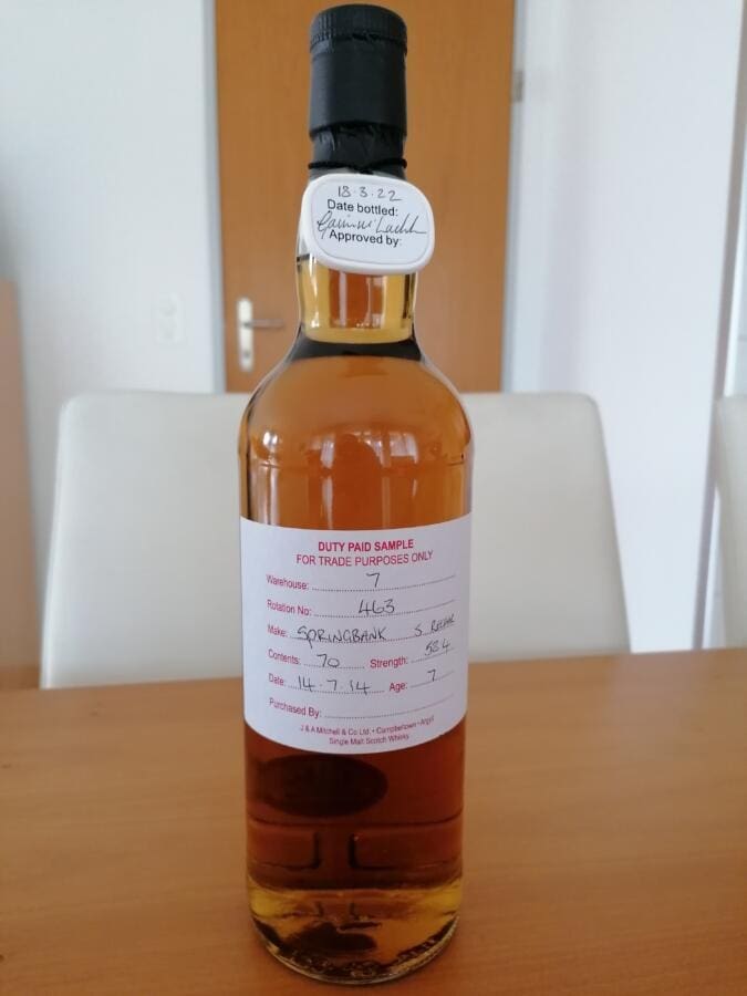 Springbank 2014 Duty Paid Sample - For Trade Purposes Only